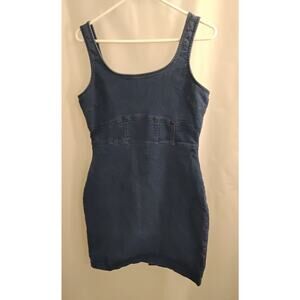 Derek Heart womens blue denim jumper dress, size L